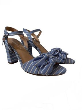 Madden Girl bows 9 stripe high heel strap bow peep toe spring summer chunky heel